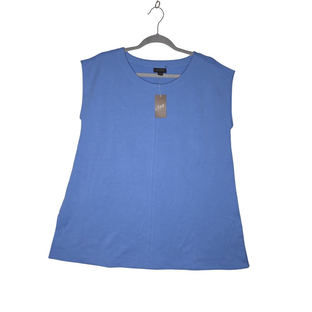 J. Jill Wearever Hyacinth Blue Sleeveless Knit Top Crew Neck Size S New Tag